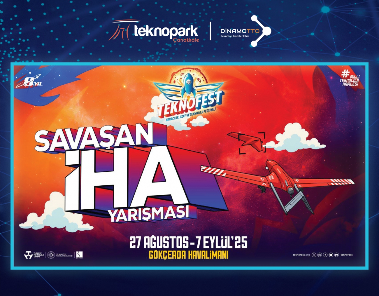 Milli Teknoloji Hamlesi kapsamında, TEKNOFEST bünyesinde düzenlenen Savaşan İnsansız Hava Aracı (İHA) Yarışması, 27 Ağustos - 7 Eylül tarihleri arasında Gökçeada Havalimanı’nda gerçekleştirilecek.