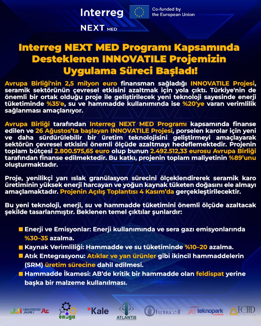 Interreg NEXT MED Programı Kapsamında Desteklenen INNOVATILE Projemizin Uygulama Süreci Başladı! Interreg NEXT MED Programı Kapsamında Desteklenen INNOVATILE Projemizin Uygulama Süreci Başladı!